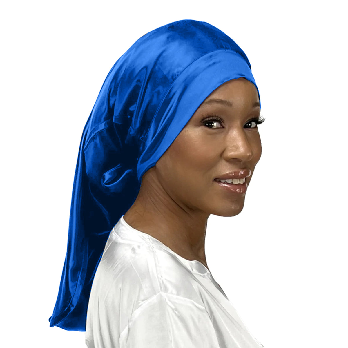 Silk Long Hair Reversible Bonnet - Sapphire