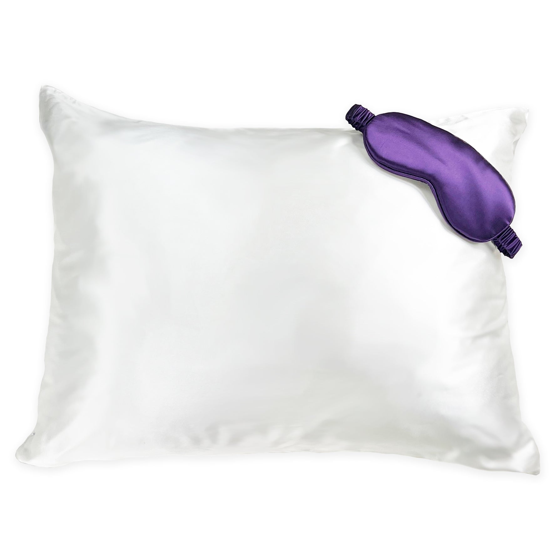 22 Momme White Silk Pillowcase & Plum Silk Sleep Mask Gift Sets