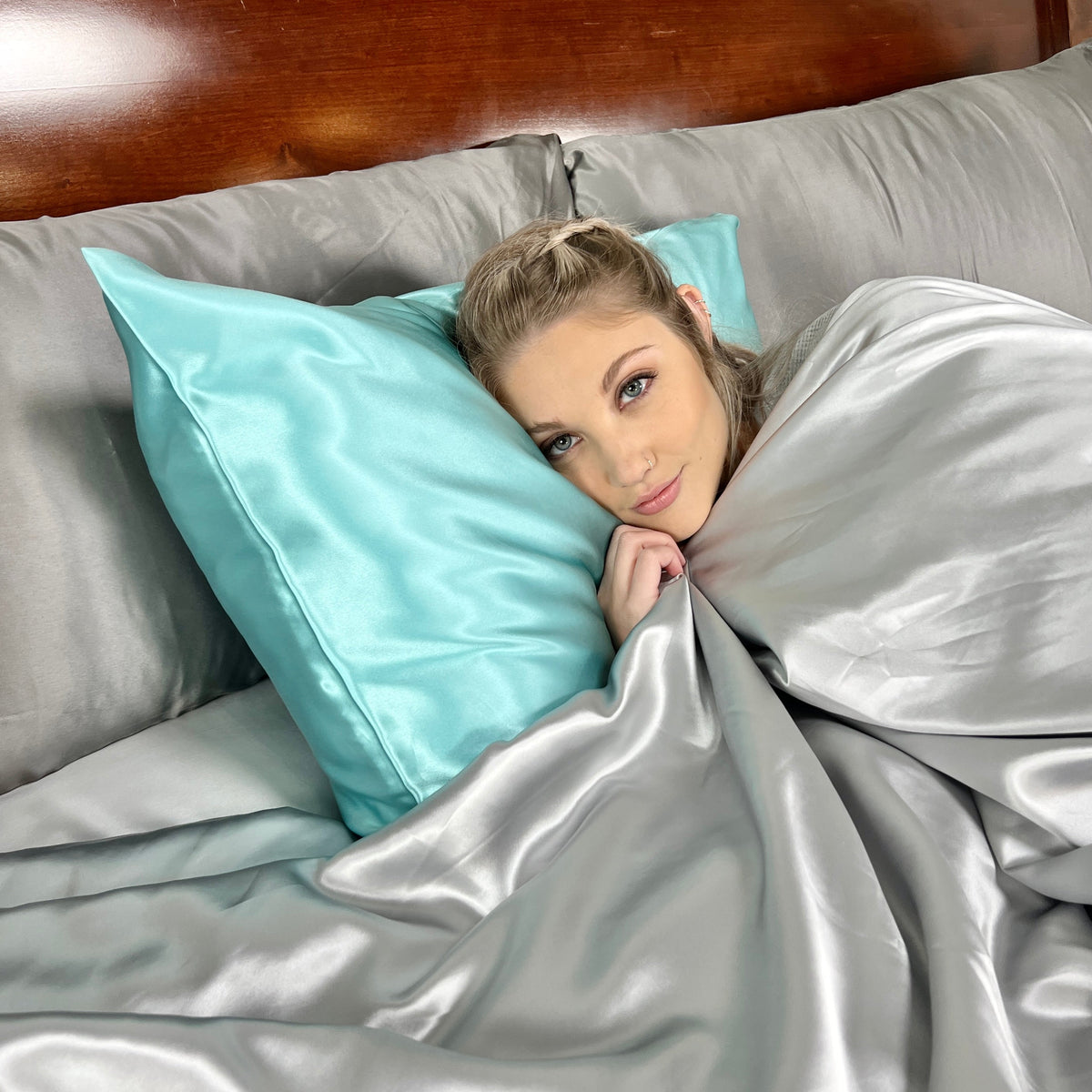 30 Momme Silk Pillowcase - Aqua