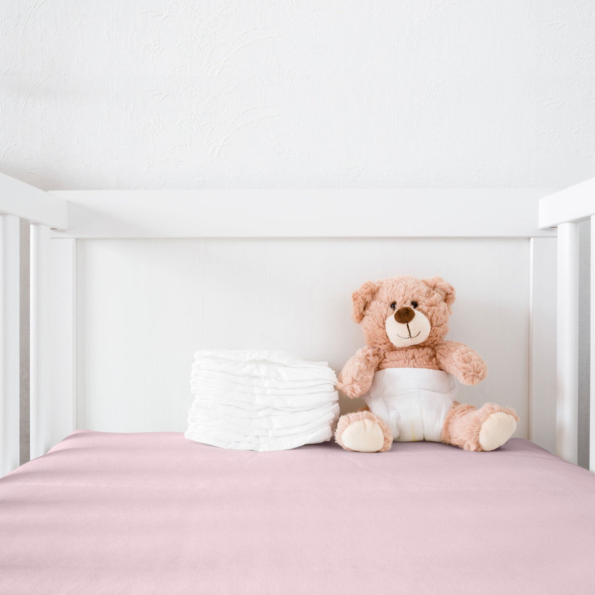  Mulberry Park Silks Silk Crib &amp; Toddler Fitted Sheet Mattress Pink with Teddy Bear