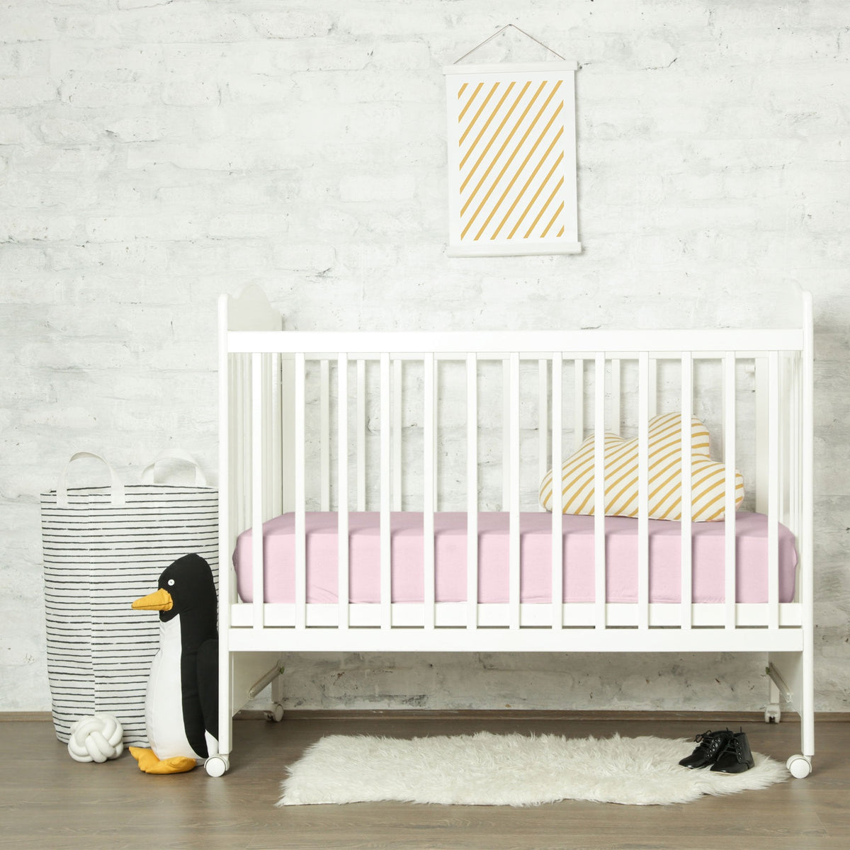  Mulberry Park Silks Silk Crib &amp; Toddler Fitted Sheet Mattress Pink in Crib
