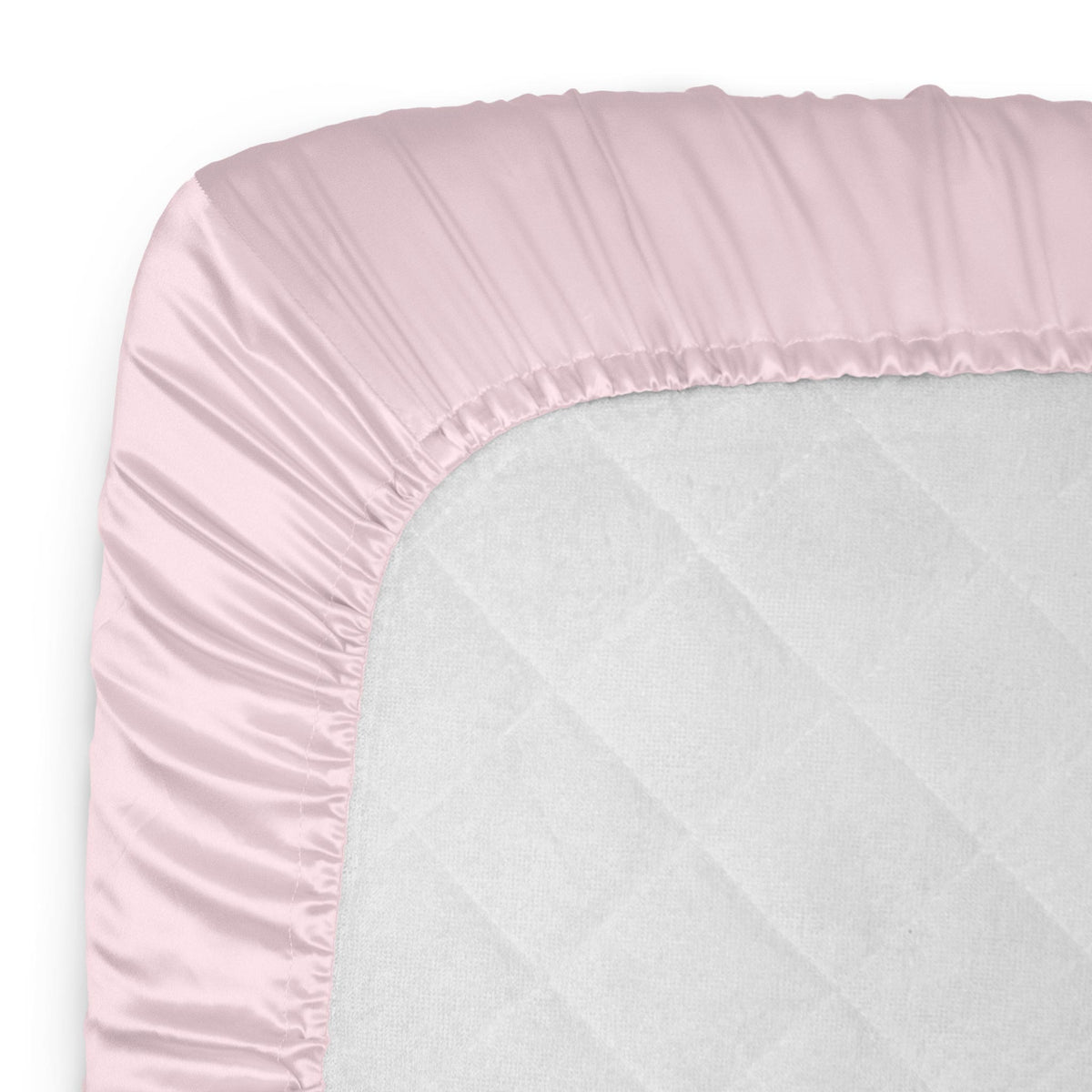 Mulberry Park Silks Silk Crib &amp; Toddler Fitted Sheet Mattress Pink Corner