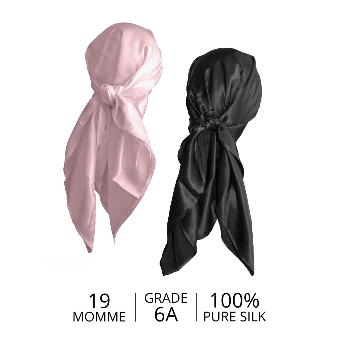  Mulberry Park Silks Silk Head Scarf Bandana Pink and Black with Details