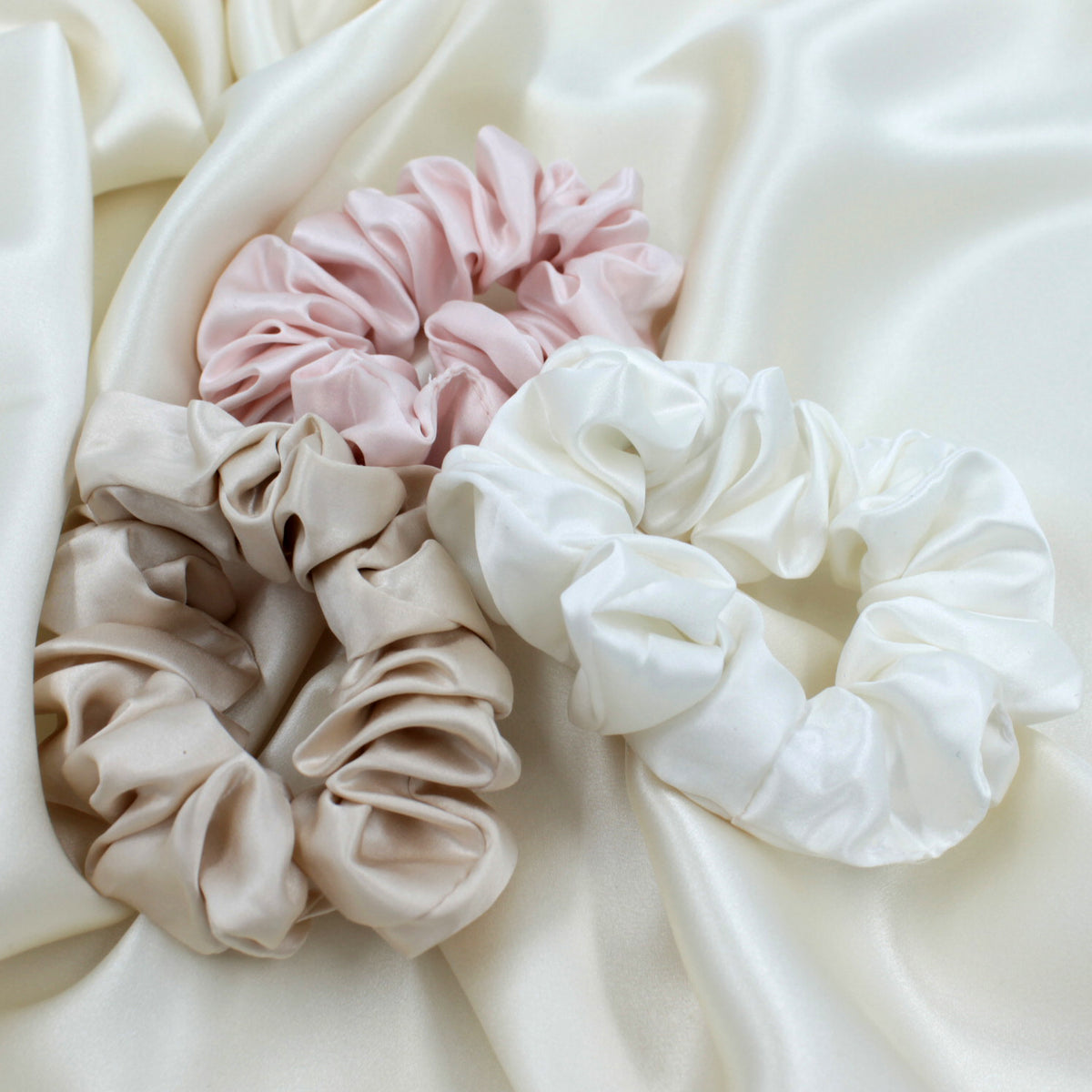 Mulberry Park Silks Scrunchies Ivory Pink Sand Large Layout