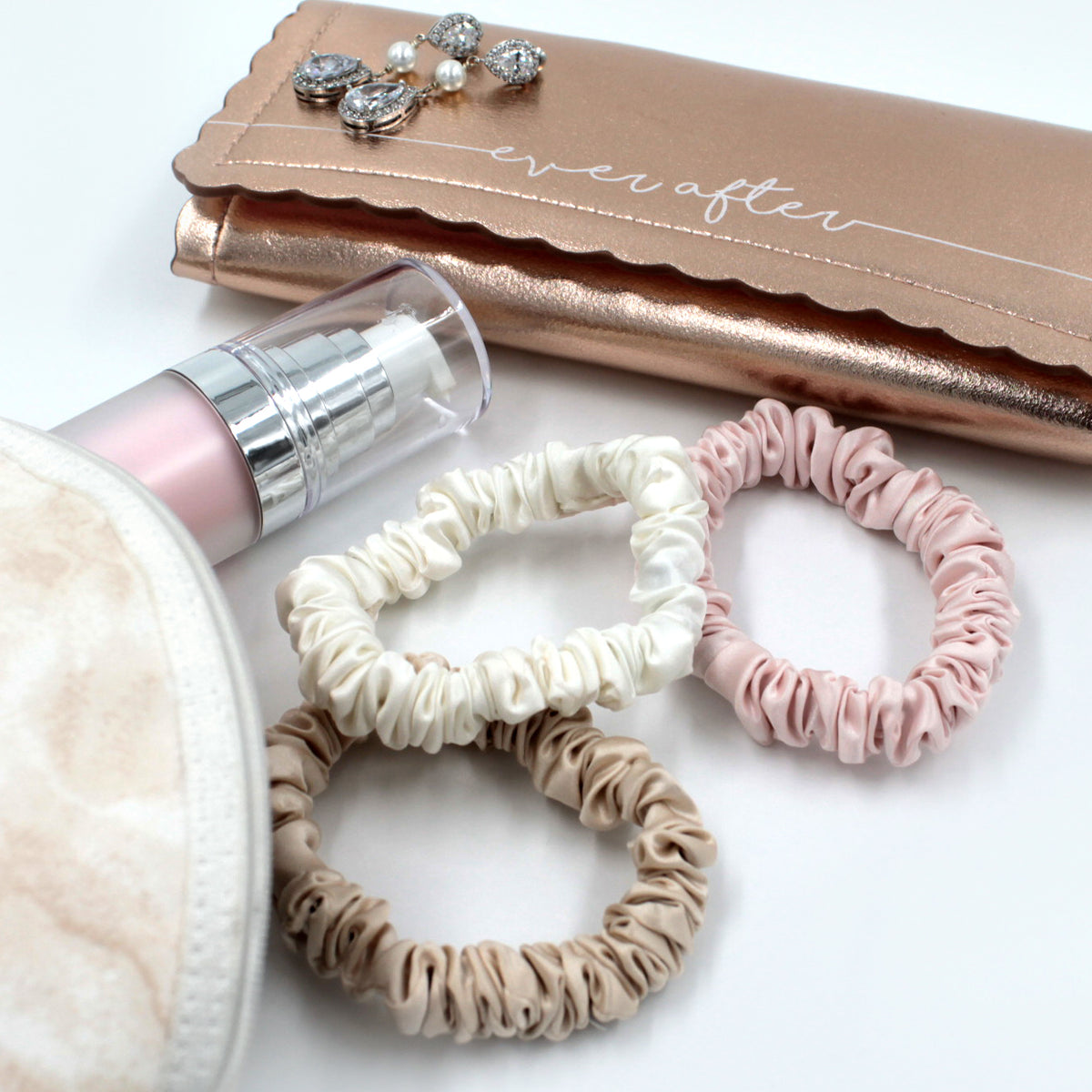 Mulberry Park Silks Doorbuster: Small Scrunchie Set - Ivory, Pink, Sand Skinny Kit
