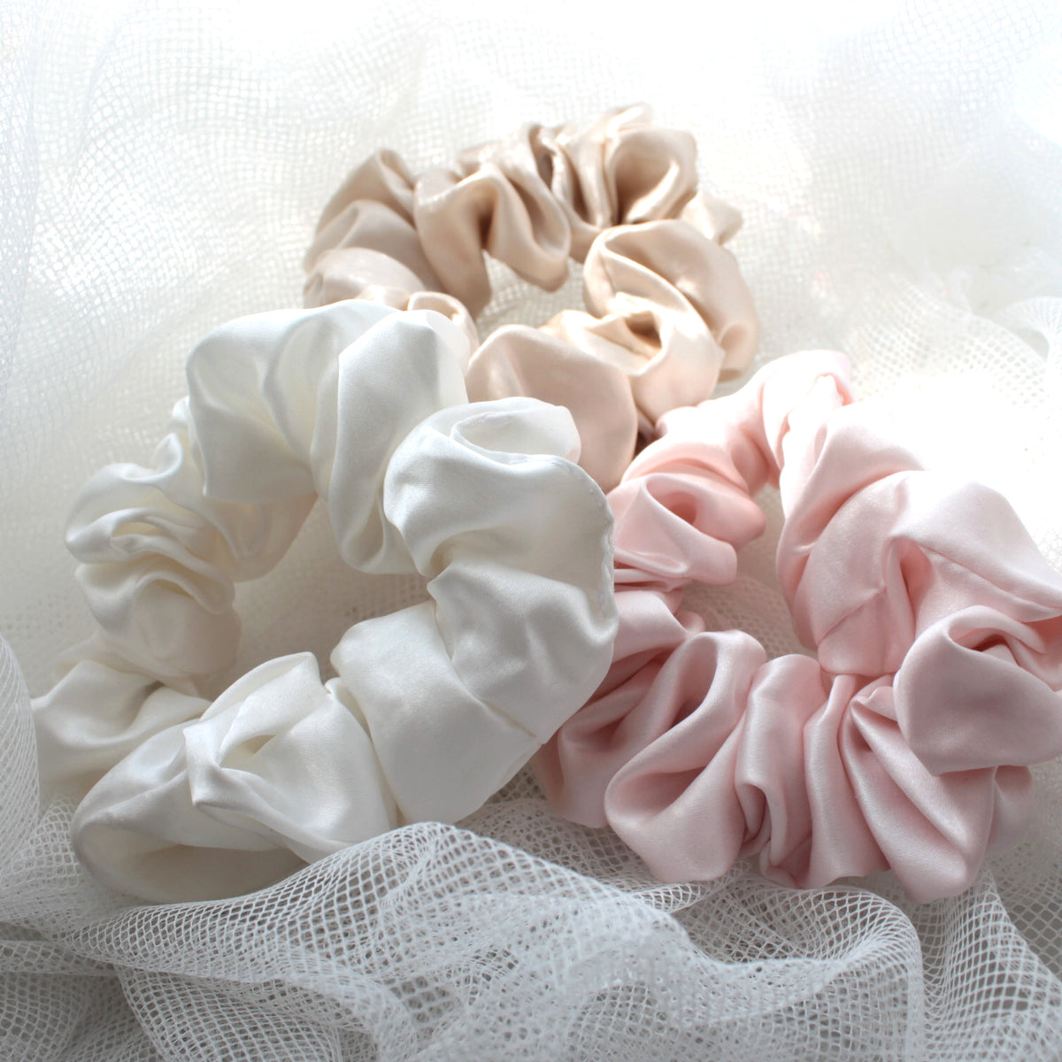 Mulberry Park Silks Scrunchies Ivory Pink Sand Bridesmaid Gift