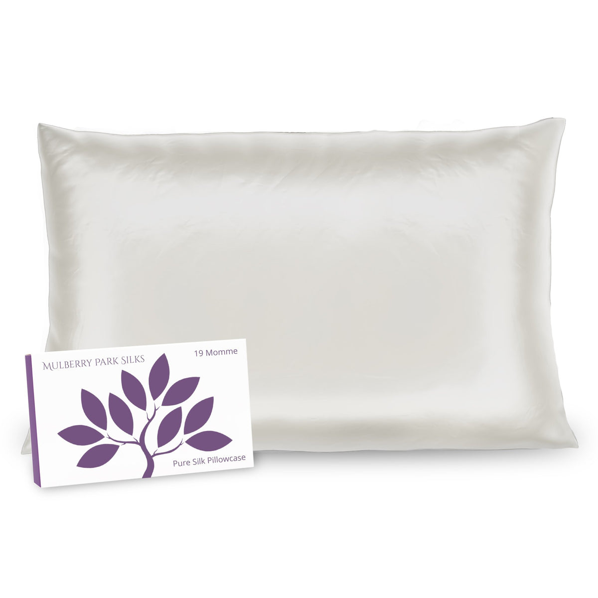 Mulberry Park Silks 19 Momme Pillowcase  Ivory with box packaging