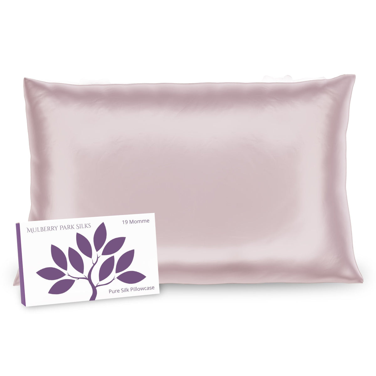 Mulberry Park Silks 19 Momme Pillowcase Pink with box packaging