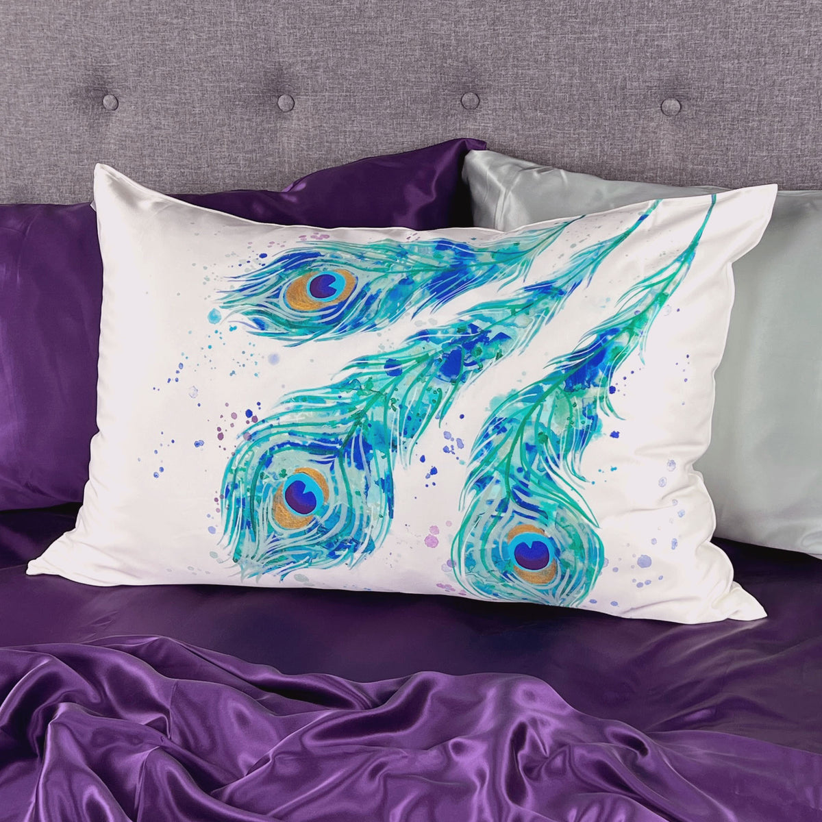 Gallery Collection Silk Pillowcases - Peacock Feathers