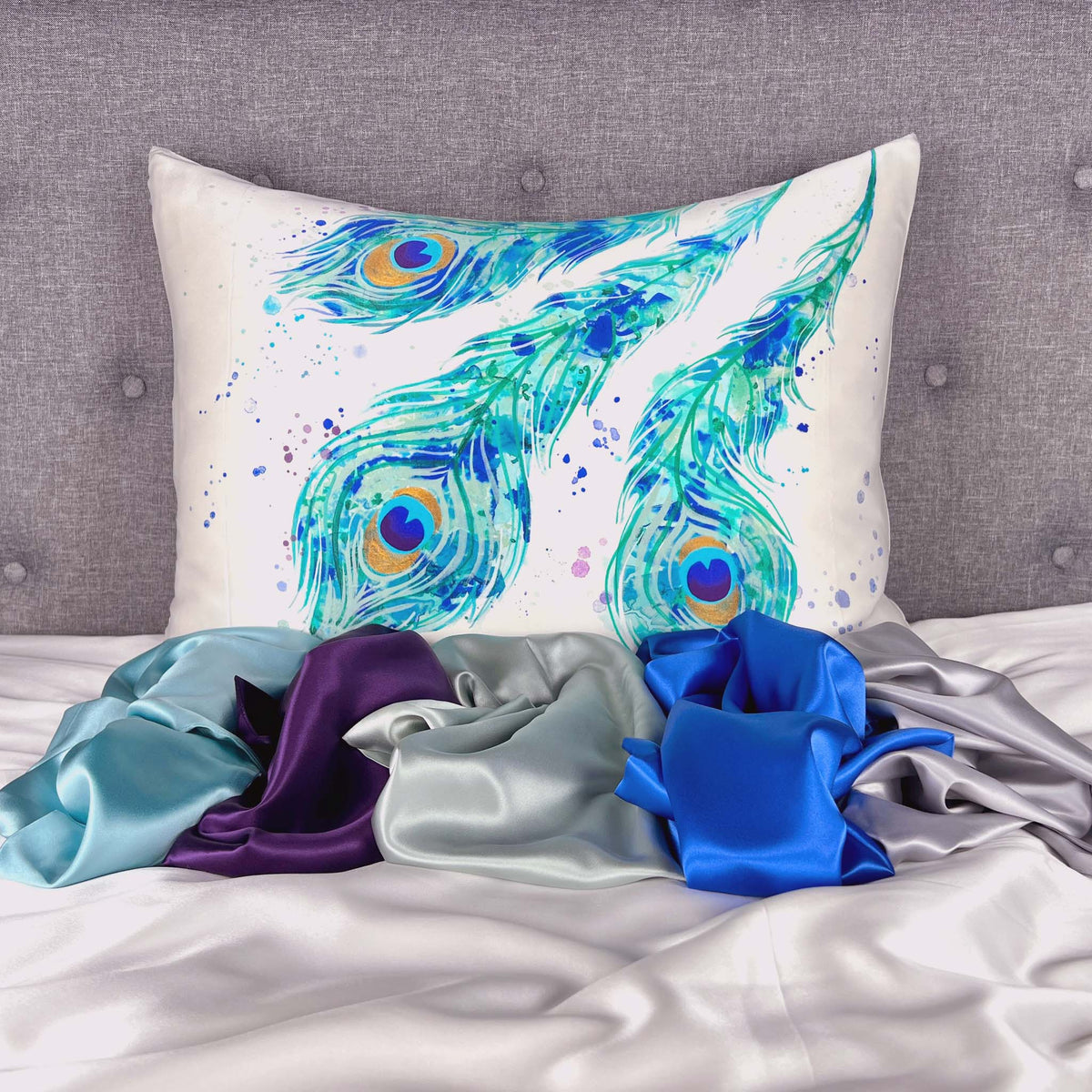Gallery Collection Silk Pillowcases - Peacock Feathers