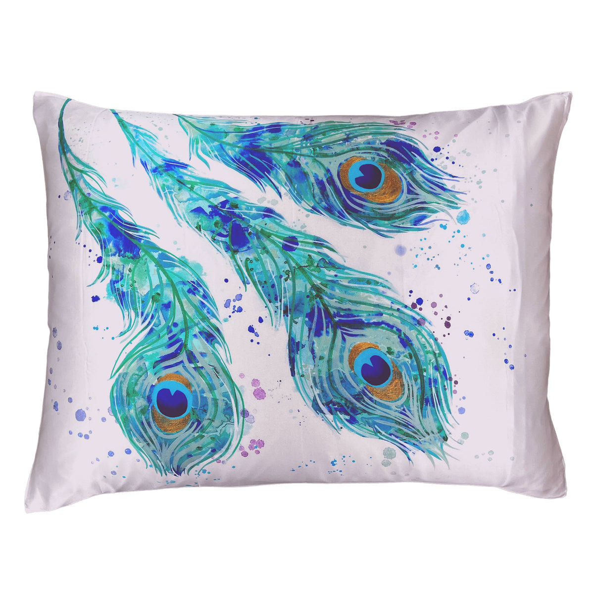 Gallery Collection Silk Pillowcase - Peacock Feathers
