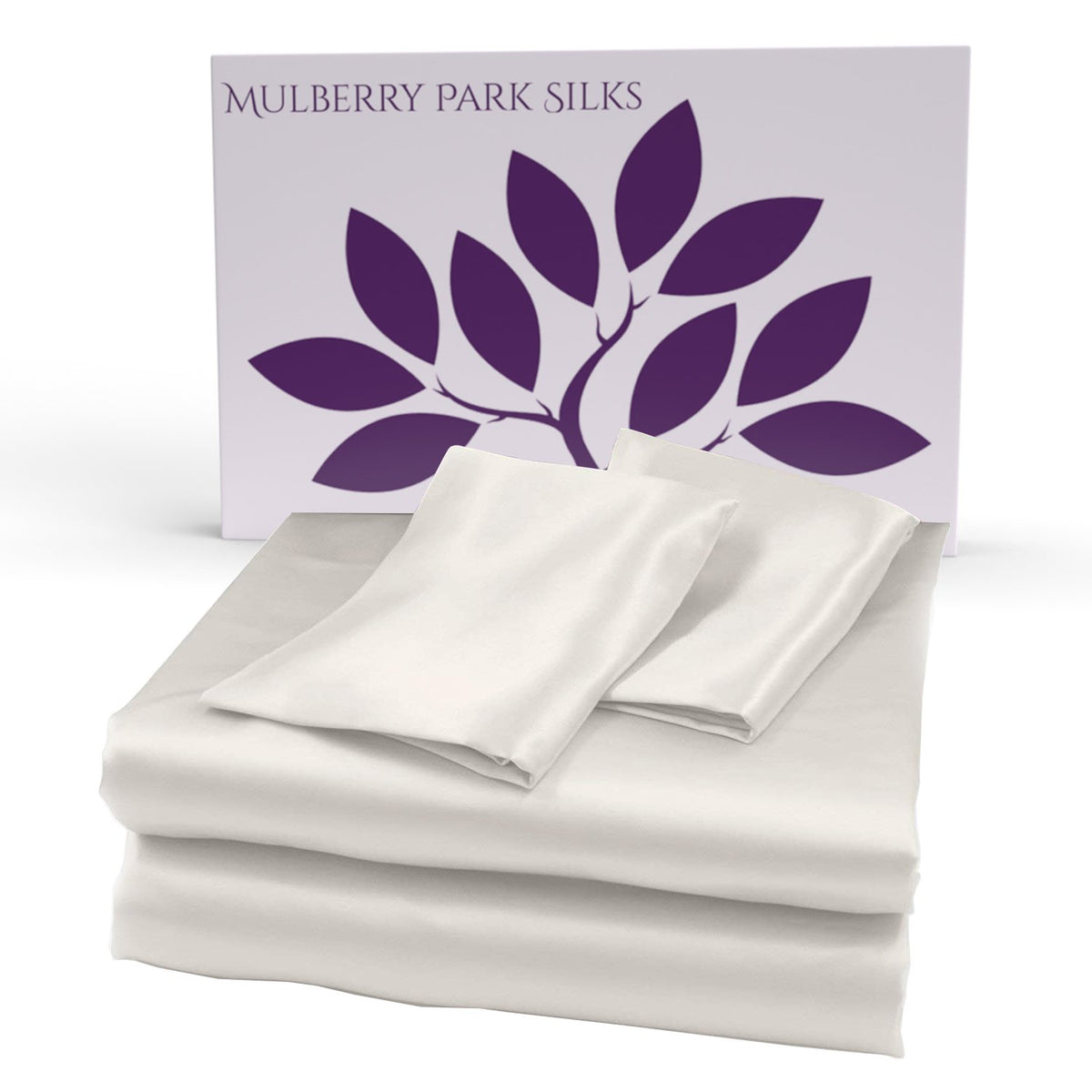 Mulberry Park Silks 19 Momme Silk Sheet Set Ivory with giftbox